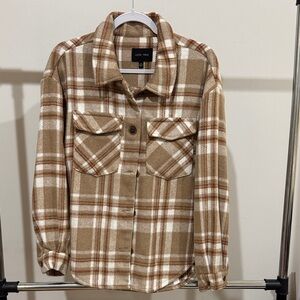 Love Tree Women's Brown Plaid Utility Jacket